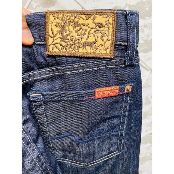 7 For All Mankind Denim Skirt 26 Womens Dark Wash Pencil Y2K Stretch Made USA - Picture 3 of 6